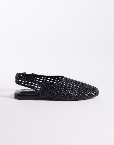 Public Desire – Spice – Gewebte Ballerinas in Schwarz mit Fersenriemen - view 1