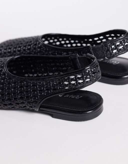 Public Desire – Spice – Gewebte Ballerinas in Schwarz mit Fersenriemen, 4 von 4