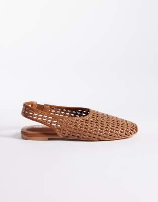  Spice slingback woven ballet flats in tan