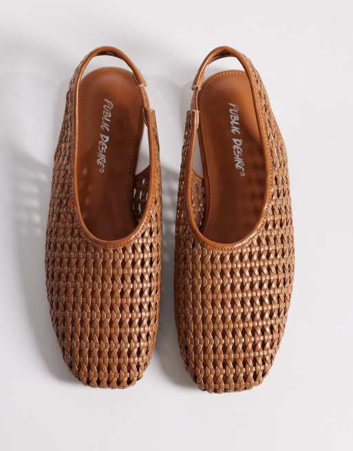 Public Desire Spice slingback woven ballet flats in tan, 2 of 4