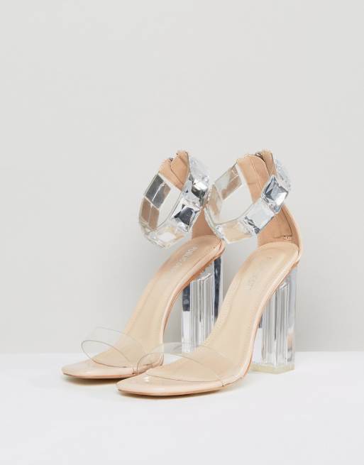 Public Desire Spirit Clear Strap Embellished Heeled Sandals, 2 of 4