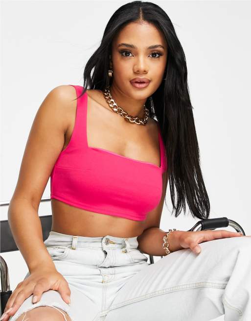 Public Desire square neck crop top in pink