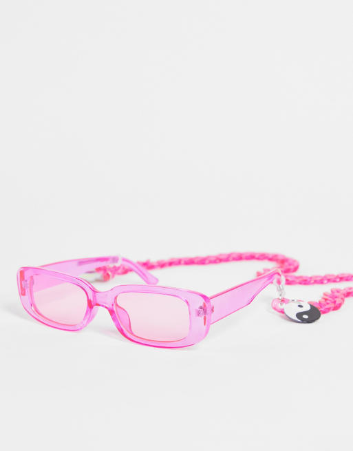 Pink Acrylic Chain Sunglasses