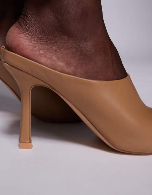 Public Desire Sriach mule heel sandals in toffee 