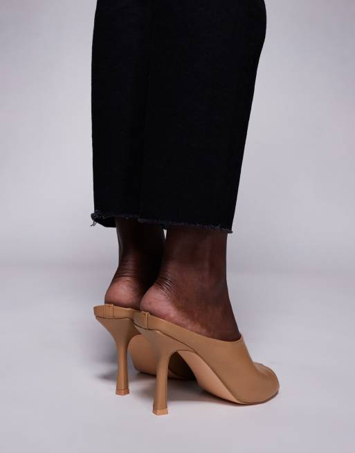 Public Desire Sriach mule heel sandals in toffee 