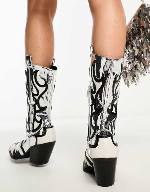 Public desire silver clearance boots