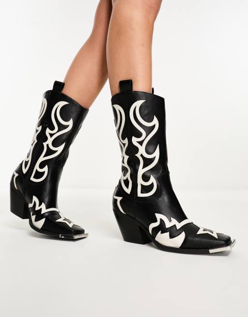 Public Desire Starrie western boots with hardware in black and