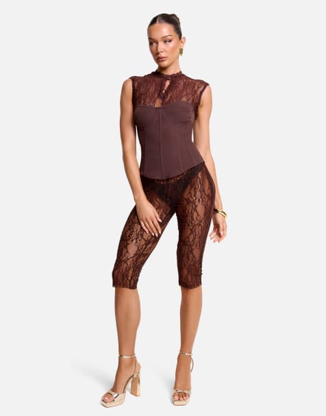 Public Desire Strapless corset top in brown - view 1