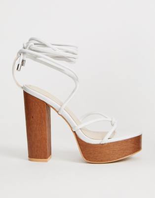 white tie platform sandals