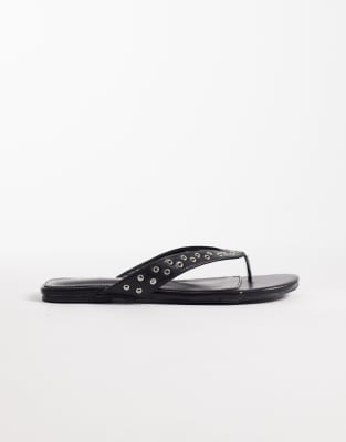 Public Desire Studded Flip Flops In Black