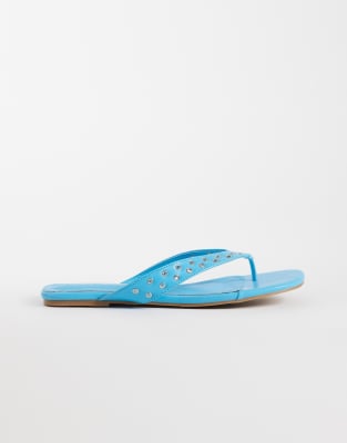 Public Desire Studded Flip Flops In Multi