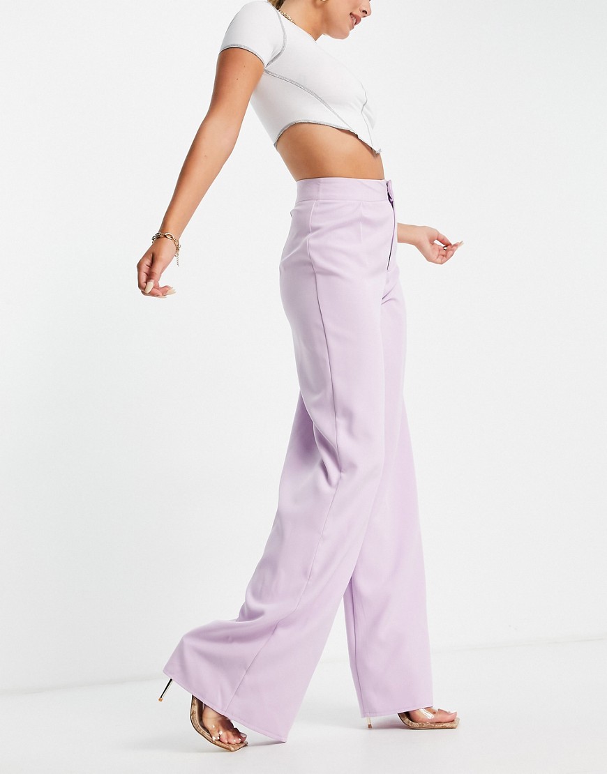 Public Desire super wide leg pants co ord in lilac-Purple