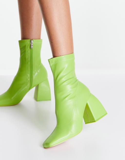 Public Desire – Supreme – Socken-Stiefel in Limettengrün mit eckiger Zehenpartie, 2 von 4