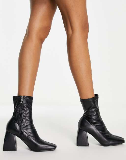 Public Desire Supreme square toe sock boots in black