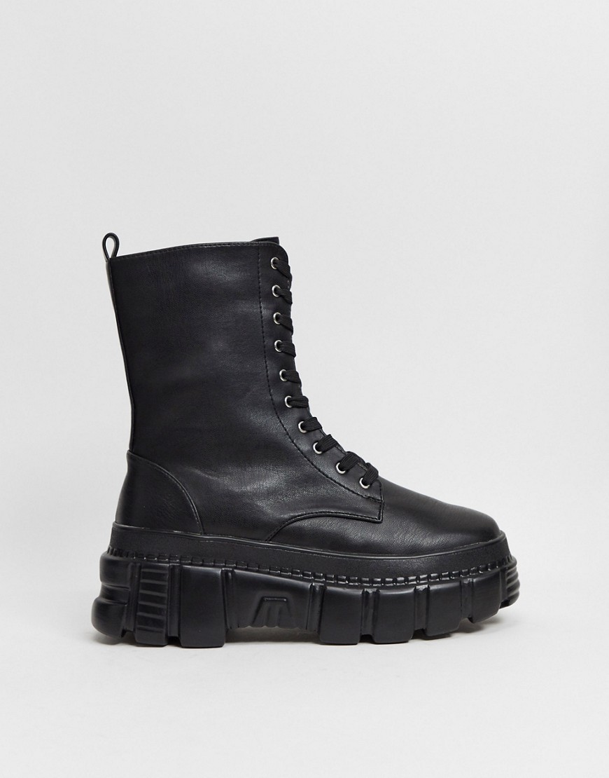 Public Desire Survivor chunky boots in black