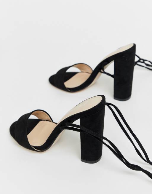 Public Desire Suzu black tie up block heeled sandals