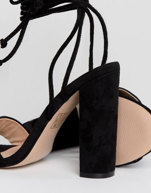 Public Desire - Suzu - Sandales à talons carrés et liens à nouer - Noir, 4 de 4
