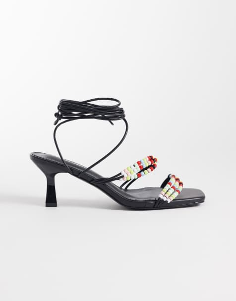 Public Desire – Svarta sandaler med taxklackar och färgade pärlor - view 1
