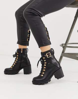 lace up black chunky boots