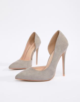 grey high heels shoes