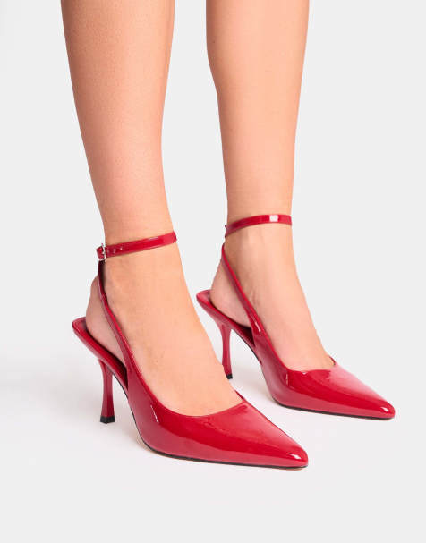 Public Desire Sweet talk ankle strap court heels in red - view 1