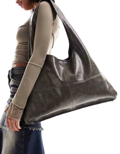 Public Desire – Szara torba typu tote o bardzo luźnym kroju z przetarciami