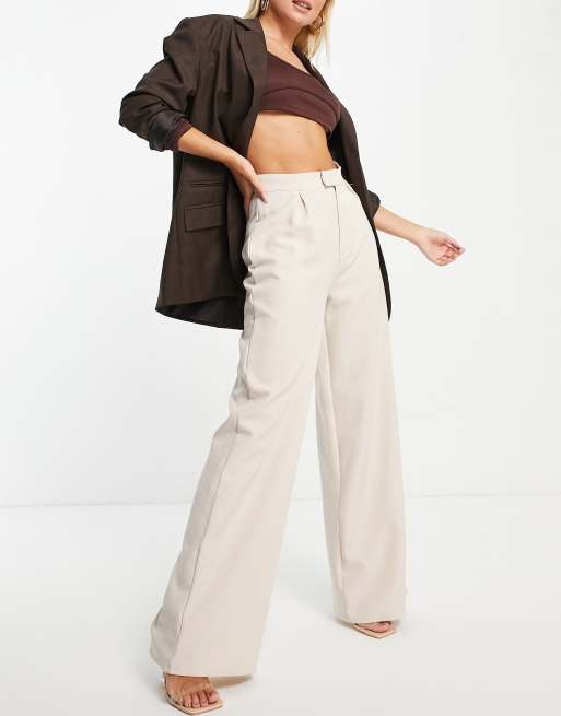 Cream high 2024 waisted trousers