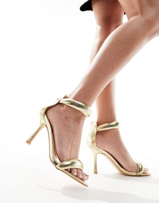 Public Desire Take Over puff strap sandal in gold