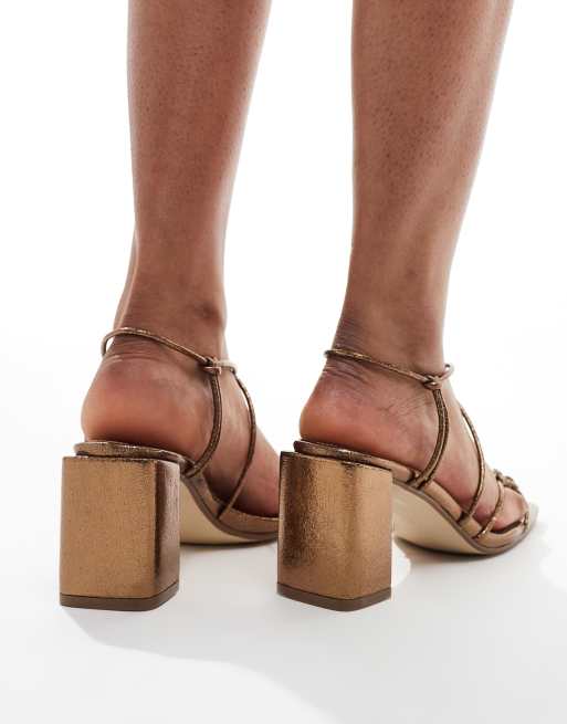 Bronze sandals low heel hotsell