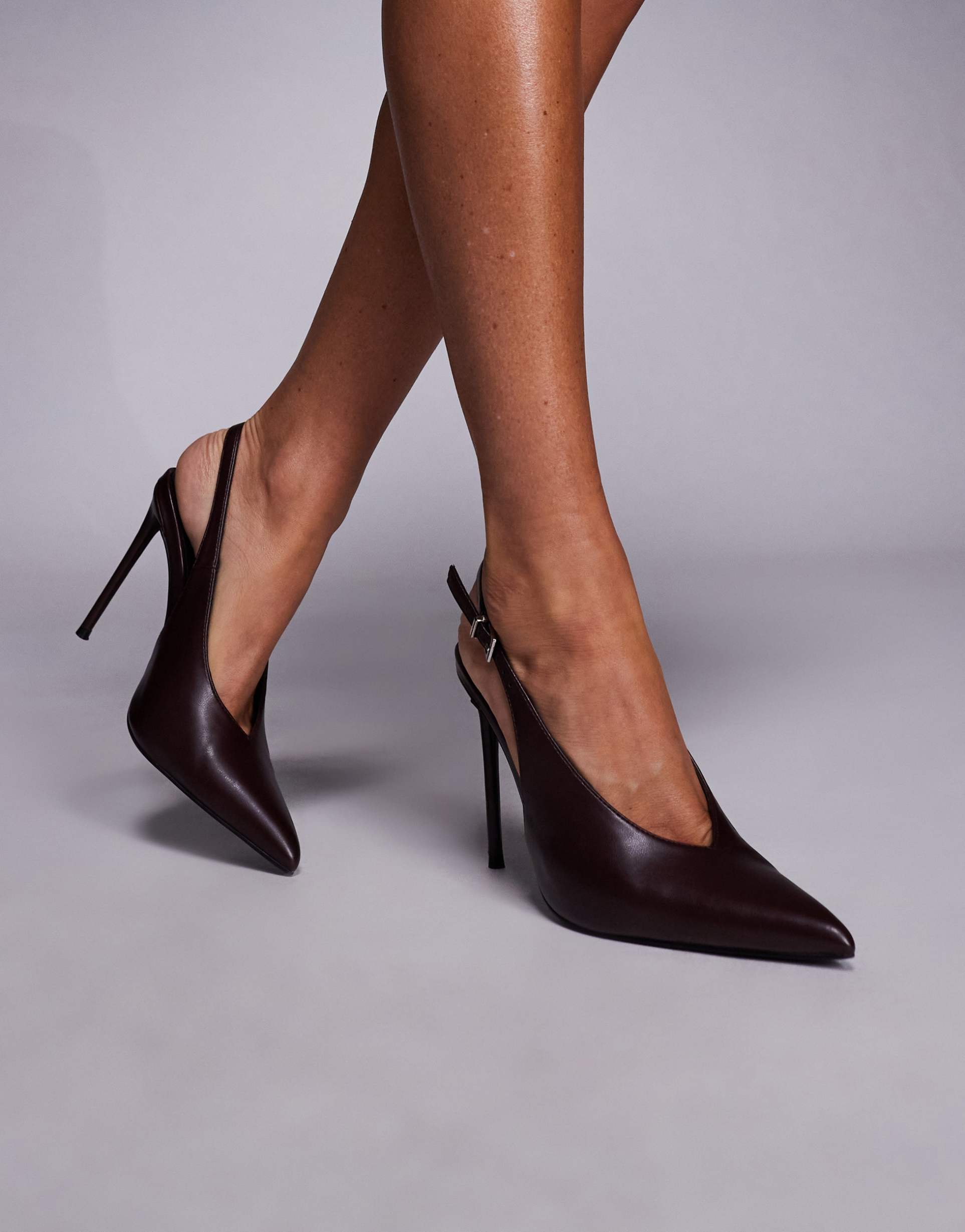 public desire tatti sling back heeled shoes in burgundy