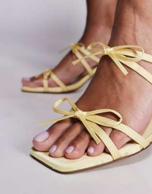 Public Desire Taytay Heeled Muled Sandals With Bow Detail
