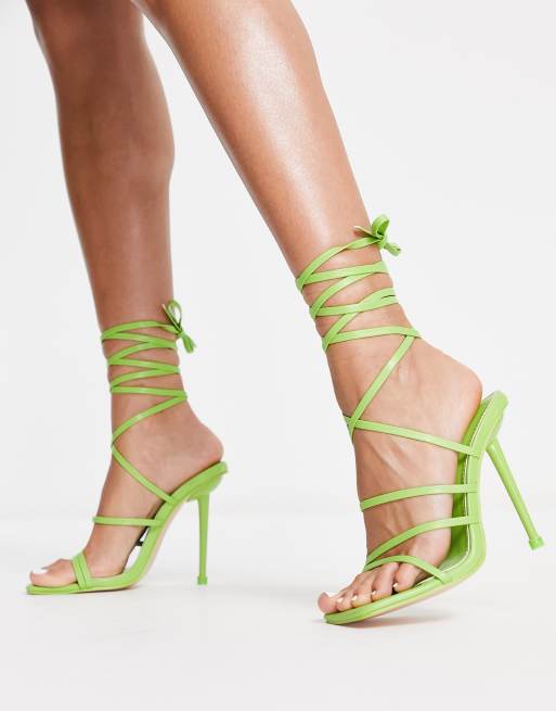 Lime green 2025 tie up heels