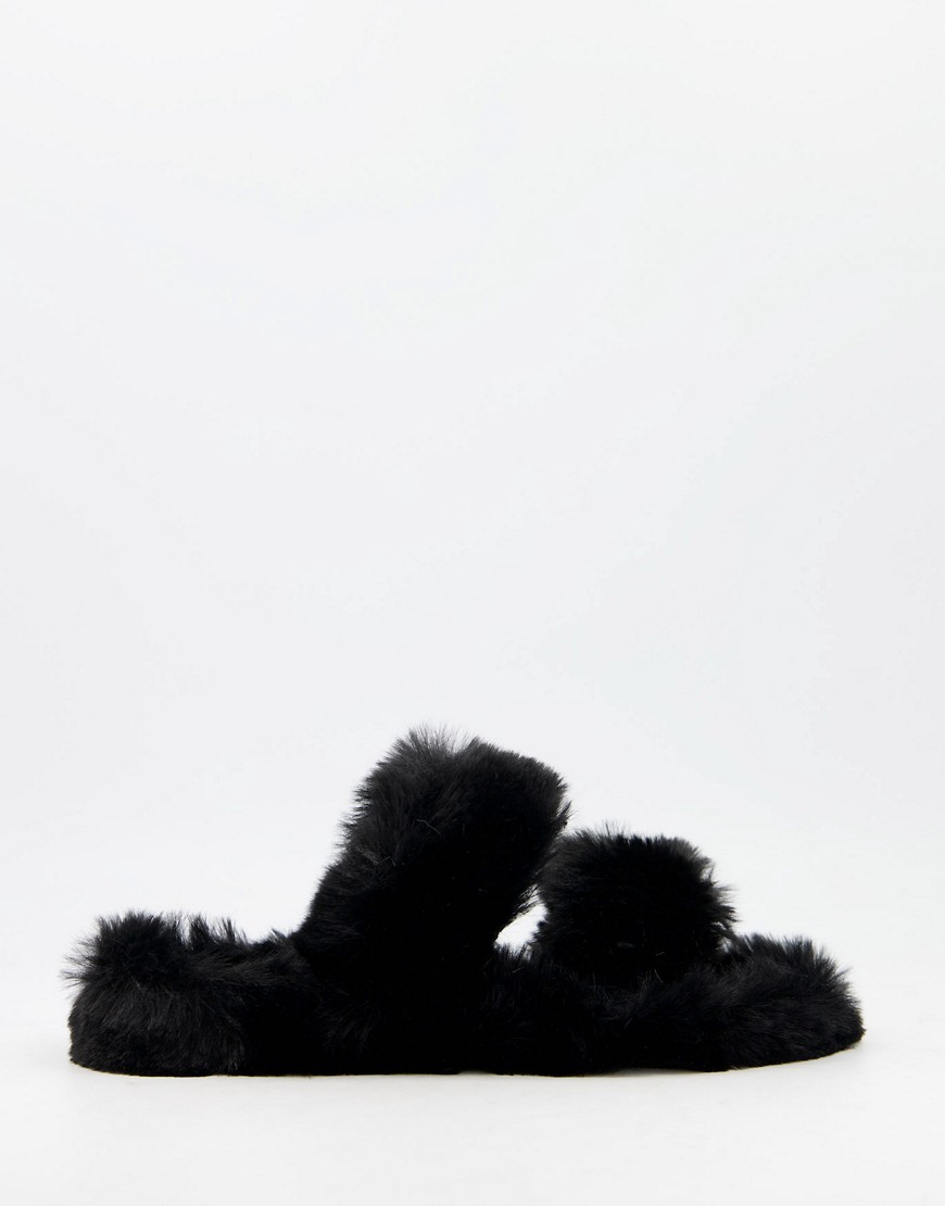 Public Desire - Teddy - Pluizige pantoffels in zwart