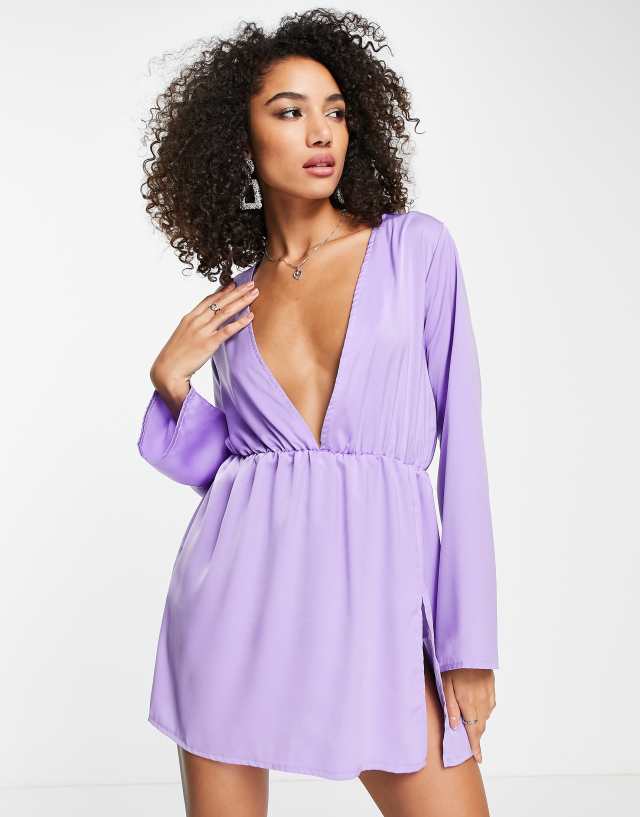 Public Desire - textured satin mini dress in lilac