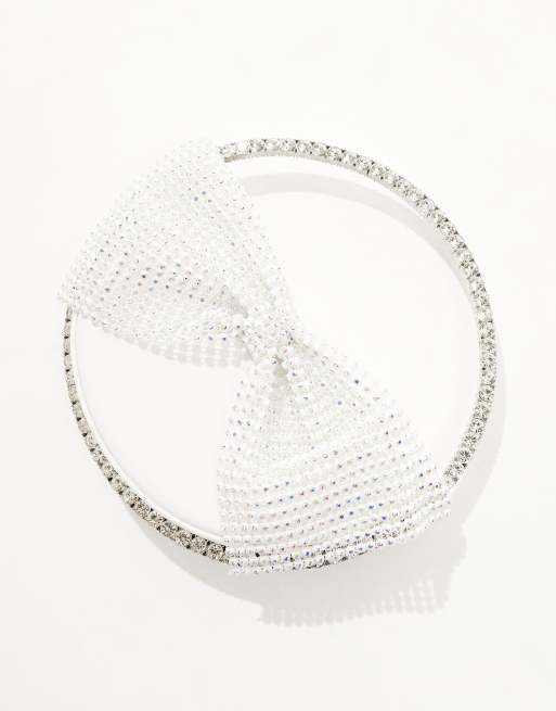 Public Desire The Alessia Bow jewel clutch bag in white, 3 of 4