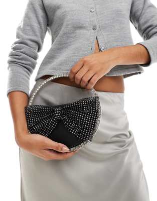 Public Desire - The Alessia - Clutch in Schwarz mit Schleife und Schmucksteinverzierung