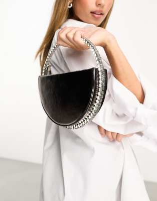 Public Desire - The Alessia - Clutch in Zinngrau mit Schmucksteinverzierung