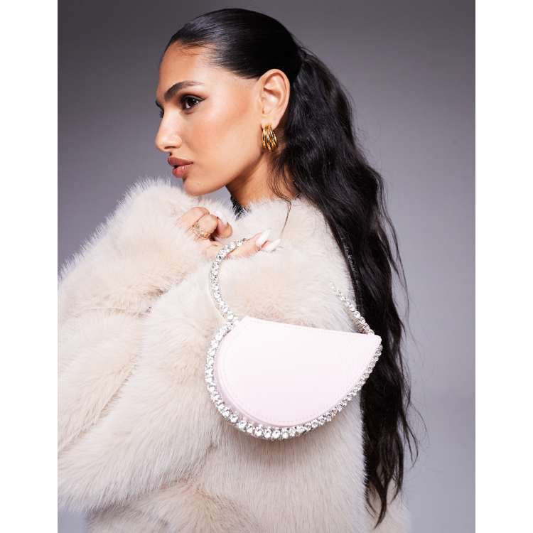 Public Desire The Alessia Heart jewel clutch bag in baby pink | ASOS