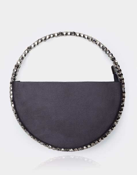 Public Desire The alessia satin circle diamante mini handbag in black - view 1