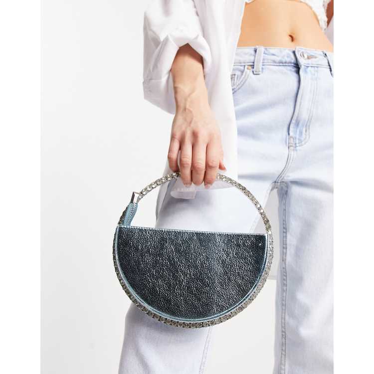 Silver circle clutch discount bag