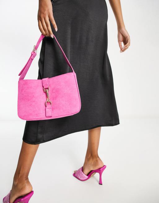 Public Desire - The Beau - Sac porté épaule en daim avec boucle - Rose, 3 de 4
