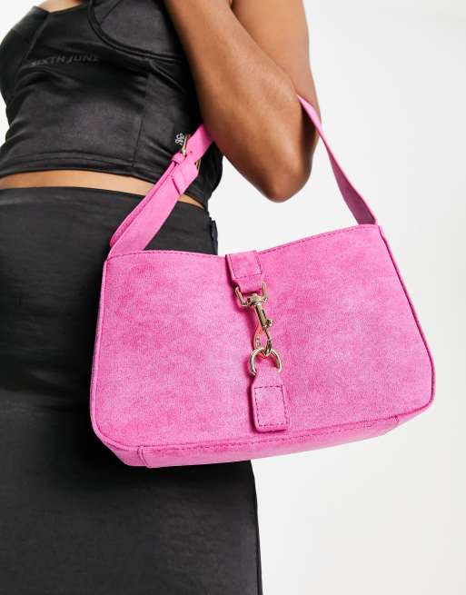 Pink suede 2025 shoulder bag