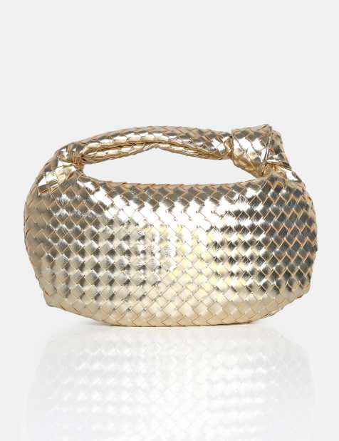 Public Desire The blame metallic weave knot handbag in metallic gold - view 1