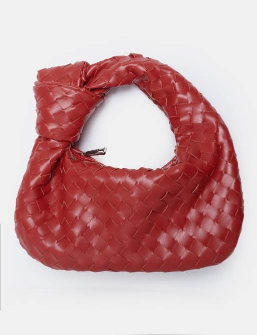 Public Desire The blame woven pu knot detail mini pu bag in red