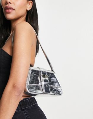 Public Desire Exclusive The Cosmo bag with chunky chain strap in silver