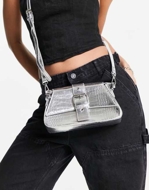 Public Desire The Buckle shoulder bag in silver | ASOS