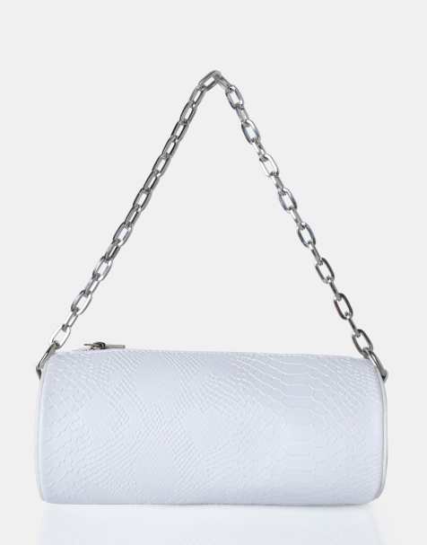 Public Desire The claudia croc shoulder bag in white - view 1