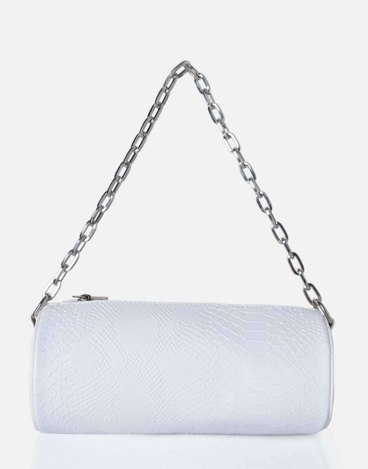 Public Desire The claudia croc shoulder bag in white
