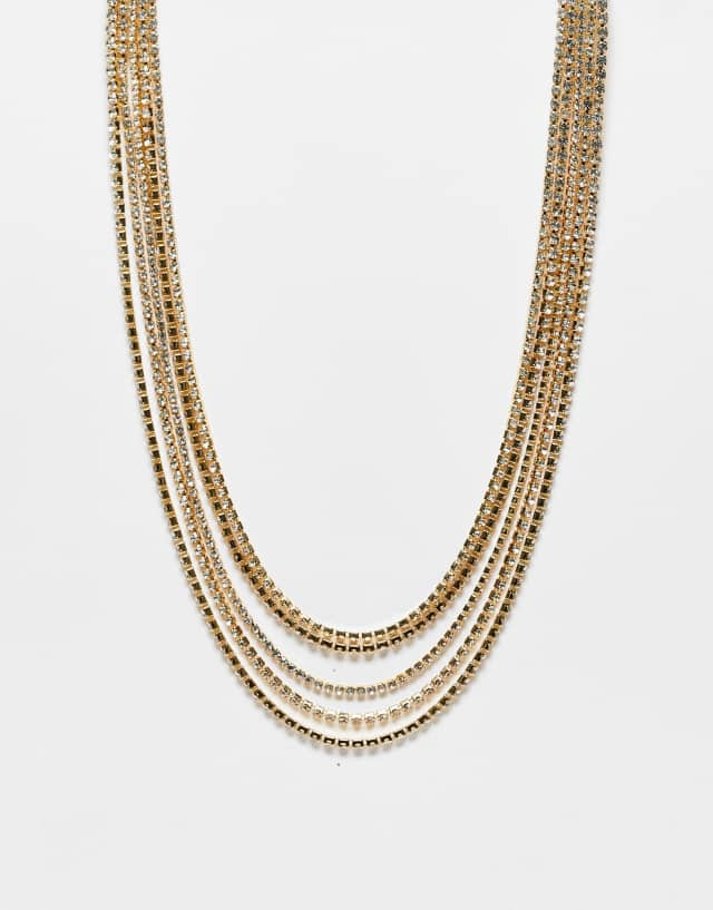 Public Desire The Jameel multirow crystal necklace