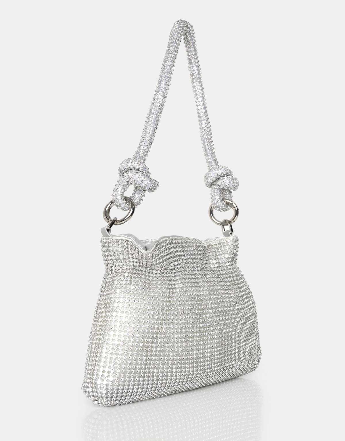 Public Desire The lake diamante mini bag in silver